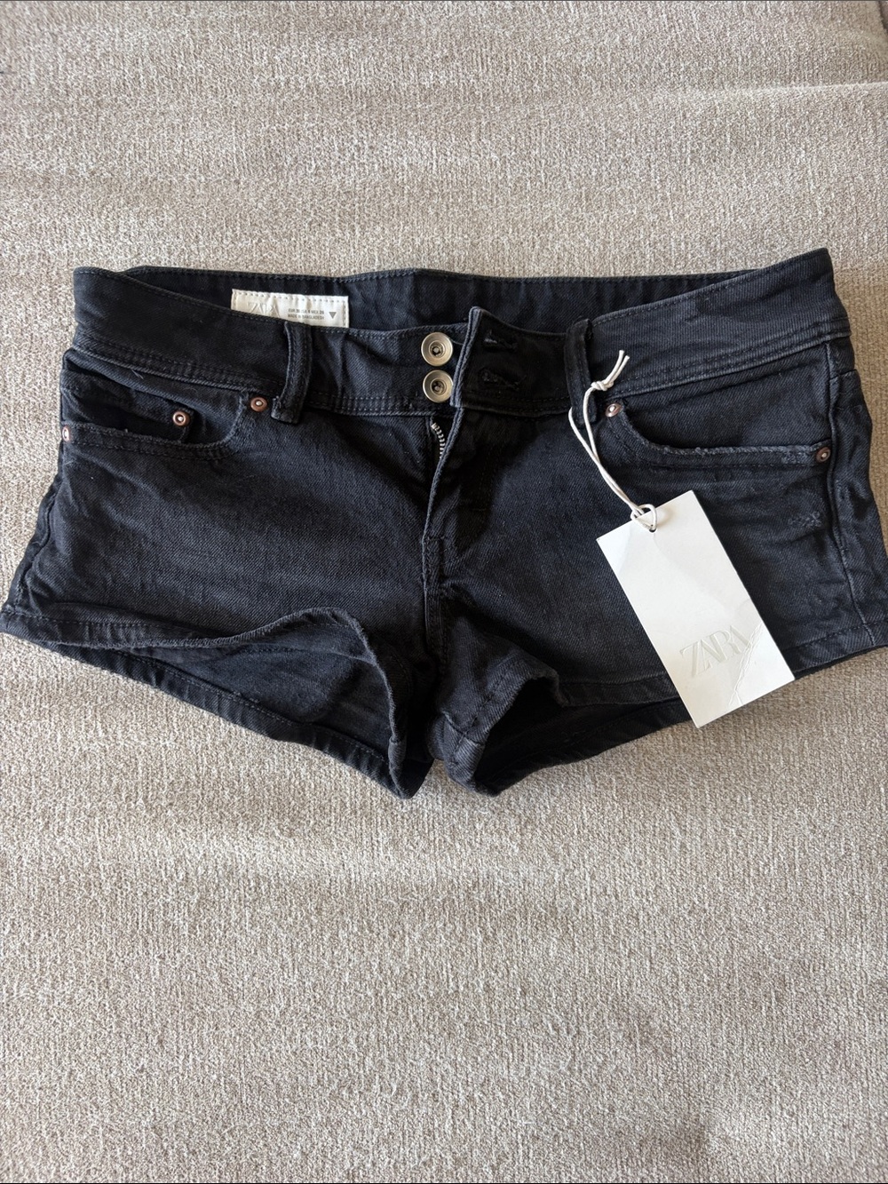 Y2K Zara Black Low-Rise Denim Shorties